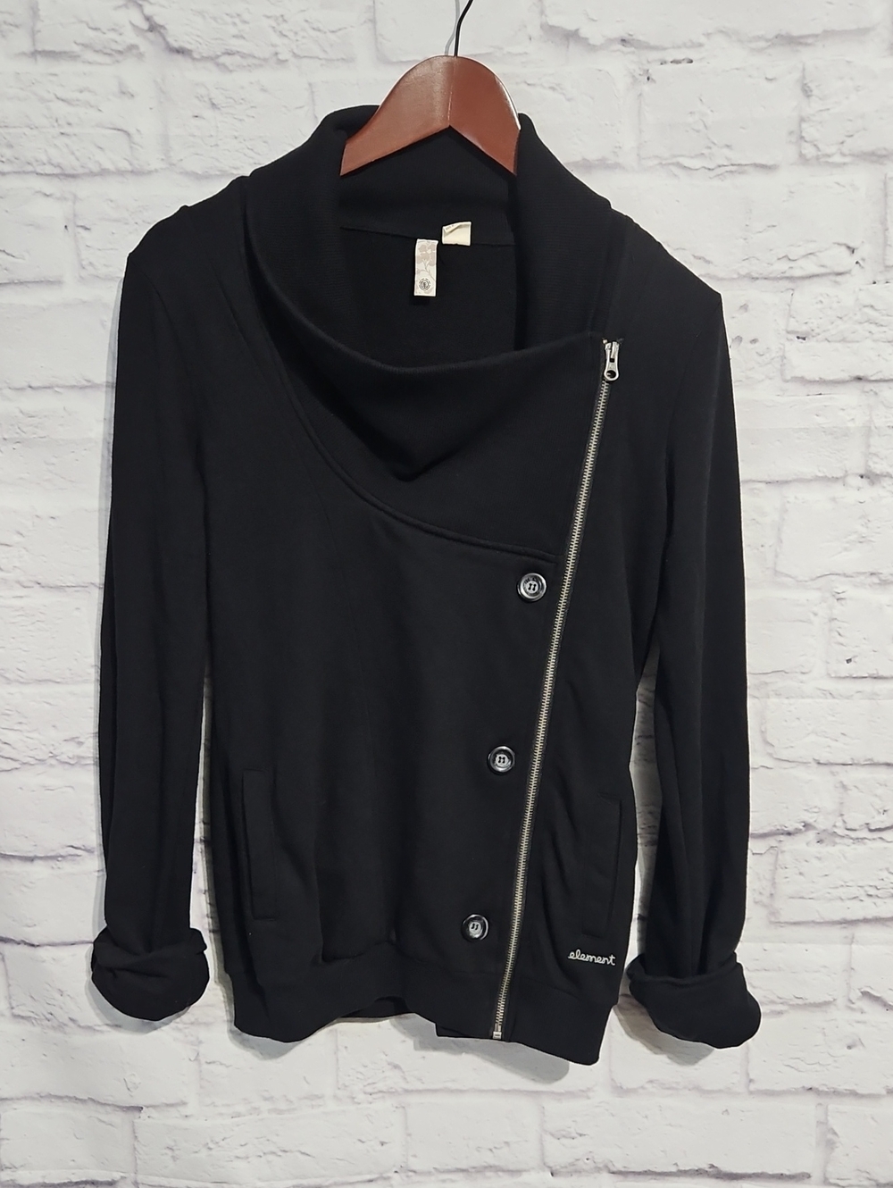 Element Black Asymmetrical Zip Sweatshirt